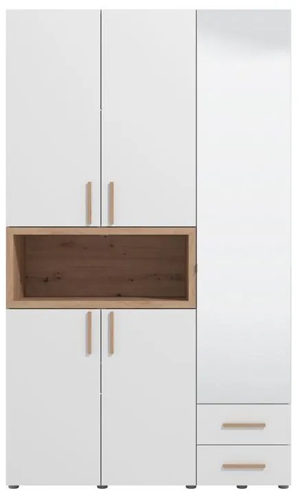 Ντουλάπα DONALD 3K2F1O Τρίφυλλη με Καθρέπτη Artisan Oak - Λευκό 135x57x227εκ. 135x57x227 εκ.