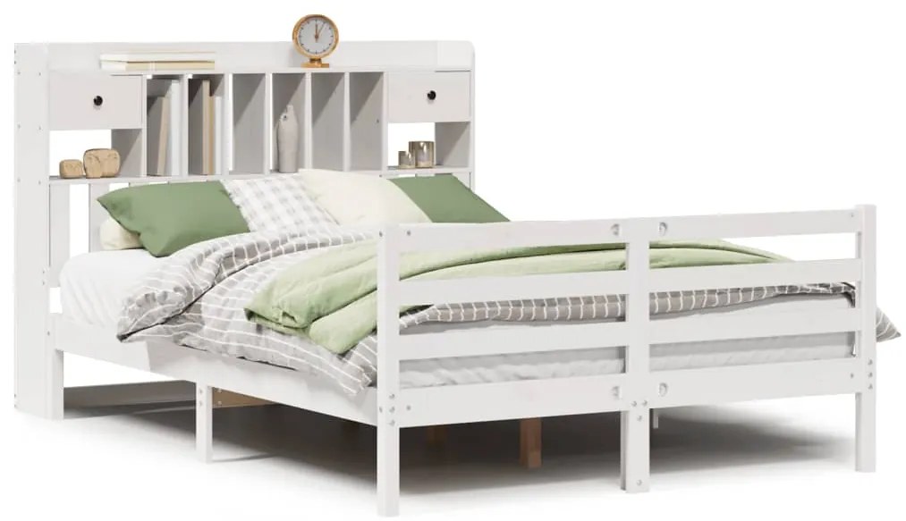 vidaXL Κρεβάτι Βιβλιοθήκη Χωρίς Στρώμα 160x200 εκ Μασίφ Ξύλο Πεύκου