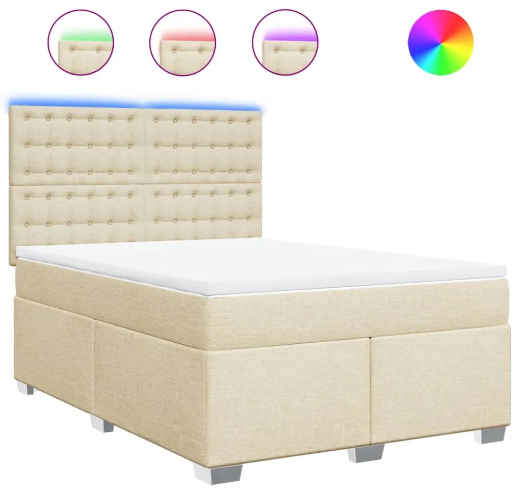 vidaXL Κρεβάτι Boxspring με Στρώμα Κρεμ 160x200 εκ. Υφασμάτινο