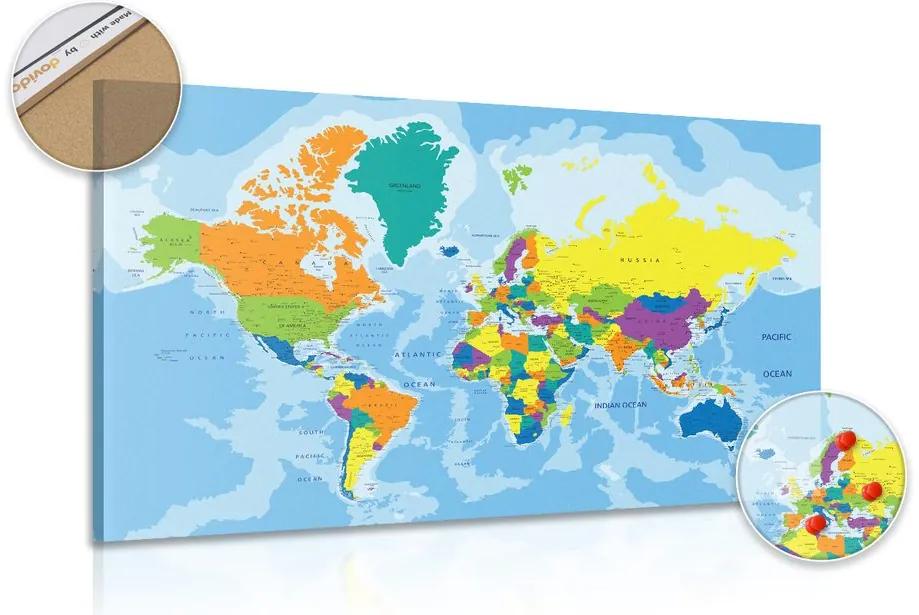 Εικόνα στον παγκόσμιο χάρτη χρώματος φελλού - 90x60  transparent
