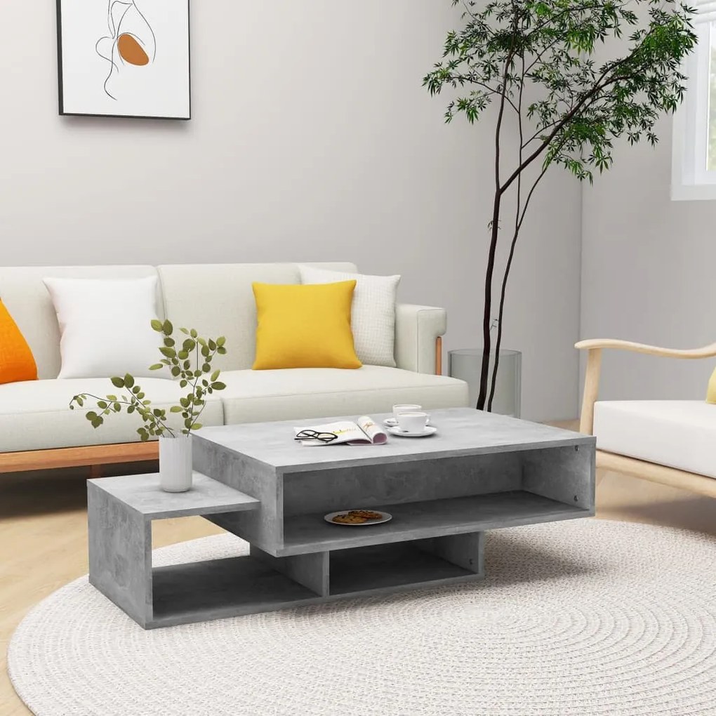 vidaXL Τραπεζάκι Σαλονιού Γκρι Σκυροδέματος 105x55x32 εκ. Επεξ. Ξύλο