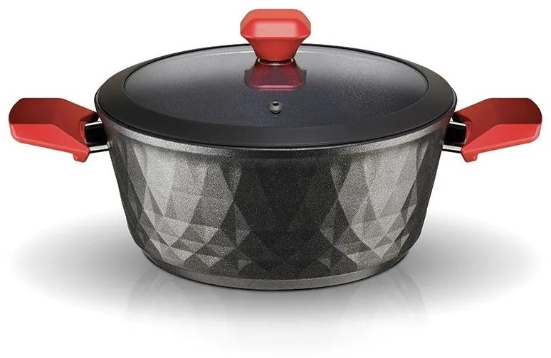 Pyramis Red Diamond  αντικολλητική χύτρα 24 cm με διάφανο καπάκι