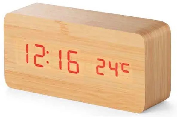 Ξύλινο Ψηφιακό Ρολόι LED με Θερμόμετρο VST-862 – LED Wooden Clock with Temperature Display