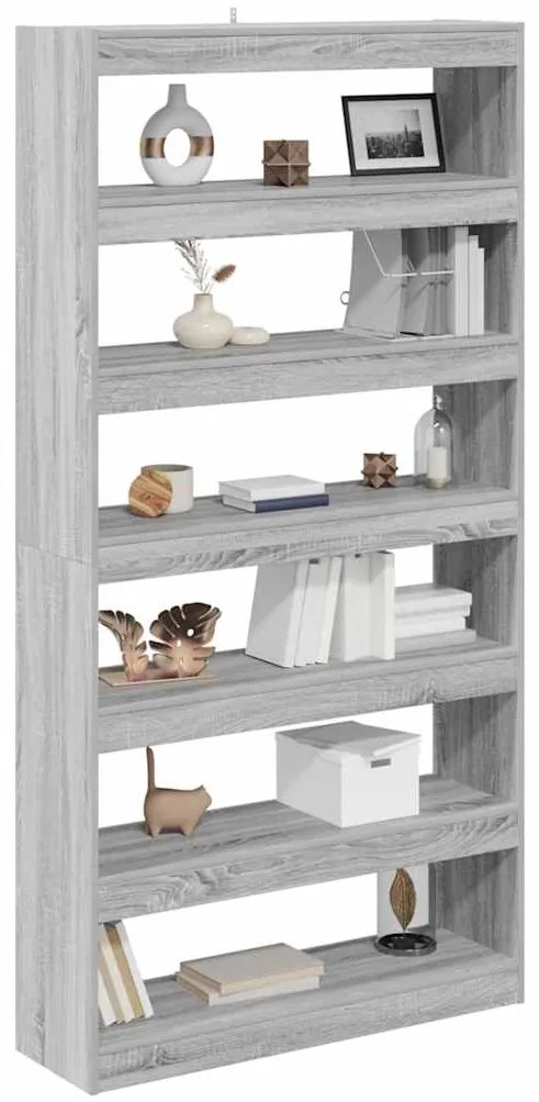 vidaXL Βιβλιοθήκη Γκρι sonoma 100 x 30 x 198 εκ. Επεξεργασμένο ξύλο