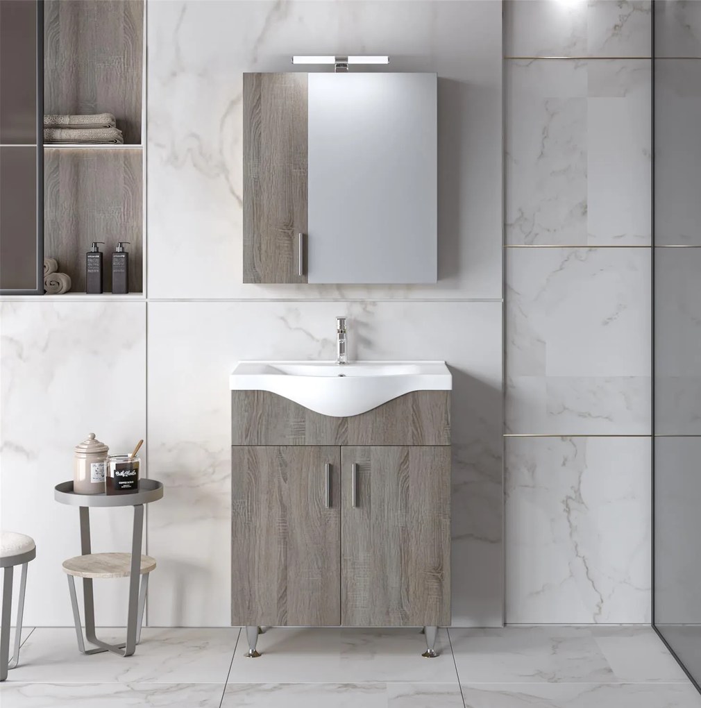 Σετ Επίπλου Mπάνιου SIENA 65 Sonoma Dark 65x46x160 εκ.