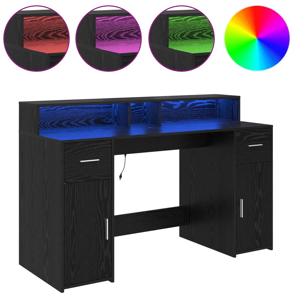 vidaXL Γραφείο Μαύρης Δρυός 140x55x91 εκ. Επεξεργασμένο Ξύλο