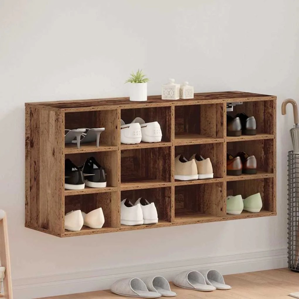 Ντουλάπα Παπουτσιών με ράφι Παλιό ξύλο 103 x 30 x 51 εκ.