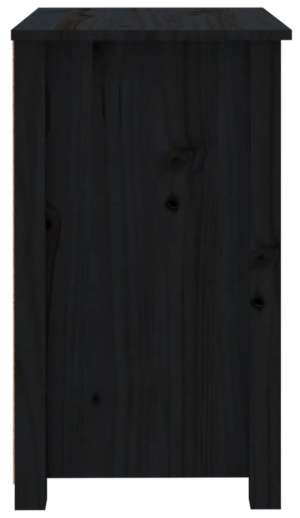 vidaXL Κομοδίνο Μαύρο 50 x 35 x 61,5 εκ. από Μασίφ Ξύλο Πεύκου