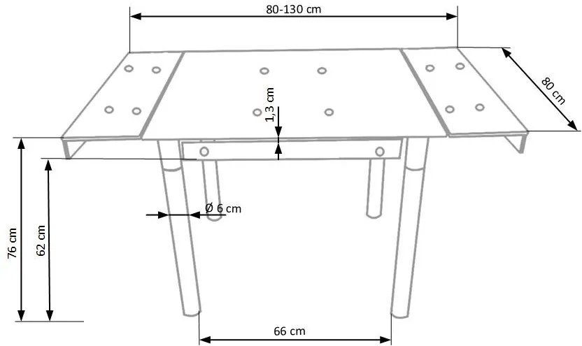 KENT extension table color: black DIOMMI V-CH-KENT-ST-CZARNY