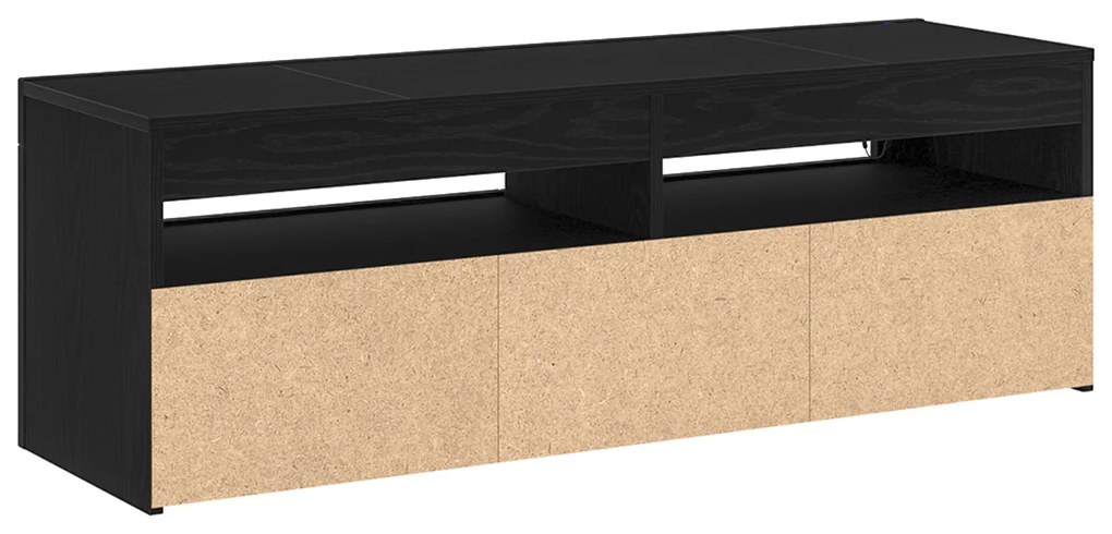 vidaXL Κομοδίνο με LED Μαύρη Δρύς 120x35x40 εκ Επεξεργασμένο Ξύλο