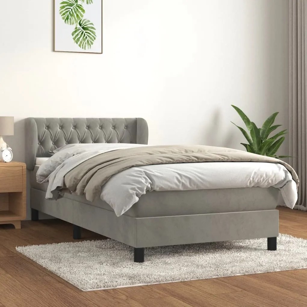 ΚΡΕΒΑΤΙ BOXSPRING ΜΕ ΣΤΡΩΜΑ ΑΝΟΙΧΤΟ ΓΚΡΙ 90X200 ΕΚ. ΒΕΛΟΥΔΙΝΟ 3127649