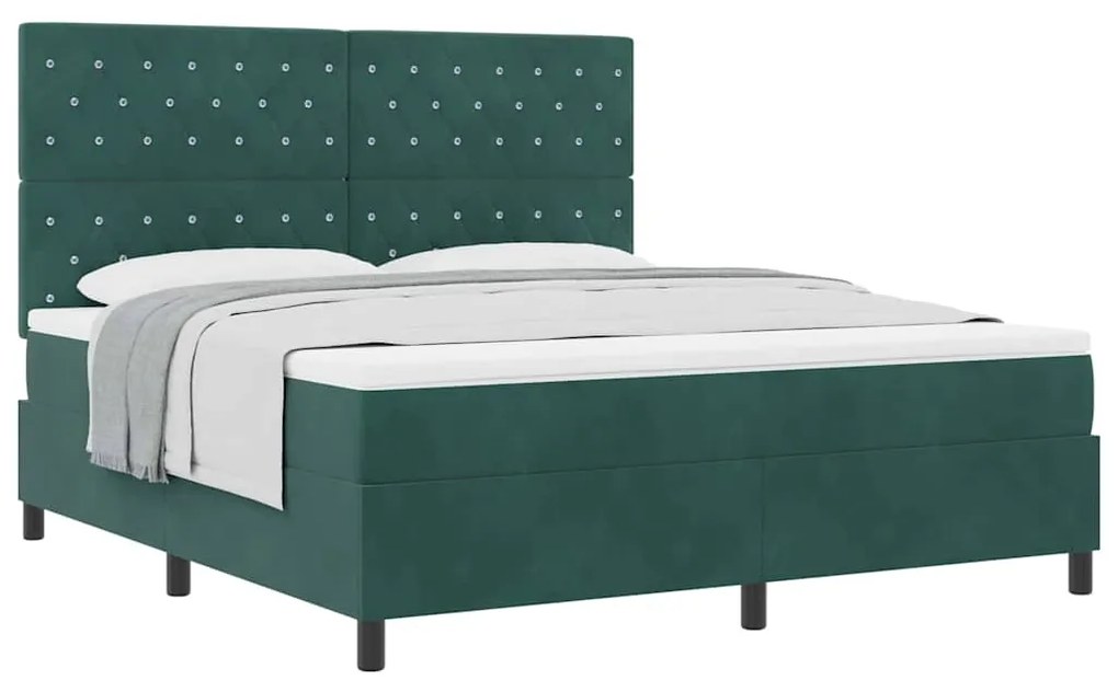 vidaXL Κρεβάτι με ελατήρια Σκούρο πράσινο 180 x 200 cm Βελούδο