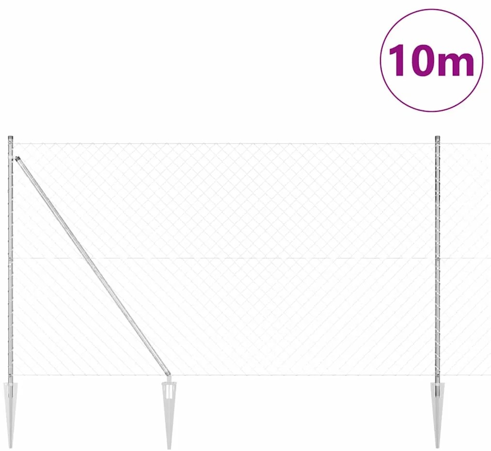 vidaXL Στύλος Περιφράξεων Ασημί 10 x 1,6 μ (60 x 60 mm δίχτυ) Ατσάλι