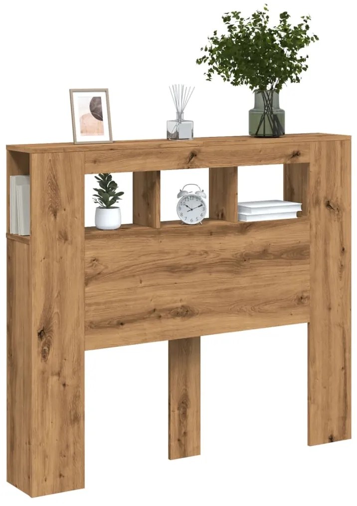 vidaXL LED κεφαλάρι Artisan Oak 120x18,5x103,5 cm Κατασκευασμένο ξύλο