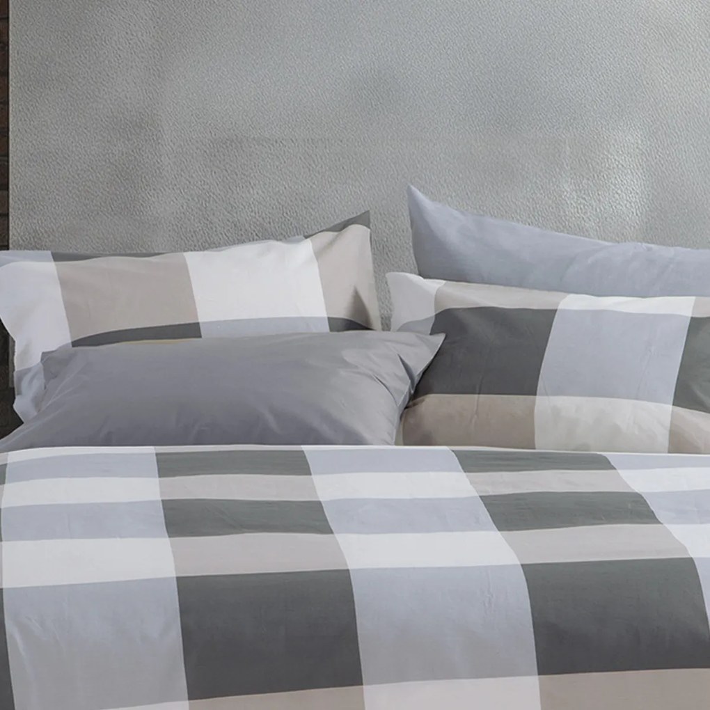 Μαξιλαροθήκη (52x72) Nef-Nef Homeware Casual Check Grey