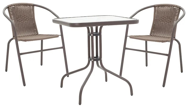 Intrahome Τραπεζαρία CARPATHIANRA-Obbi σετ 3τεμ Intrahome pe καφέ-μέταλλο 70x70x70εκ | SKU: INTRAPA-241111153