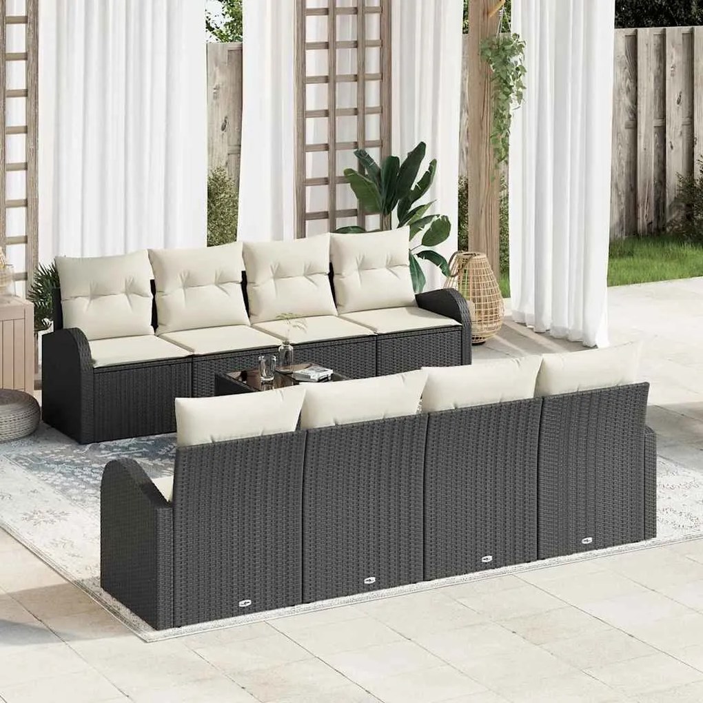 vidaXL Σετ Καναπέ Κήπου 7 pcs Μαύρο και Beige 55 x 55 x 37 εκ