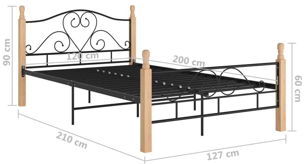 vidaXL Πλαίσιο Κρεβατιού Μαύρο 120 x 200 εκ. Μεταλλικό