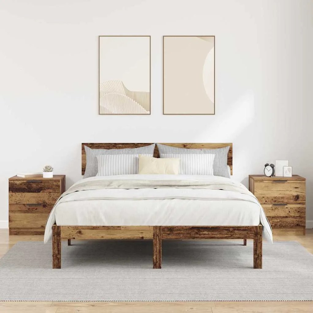 vidaXL Κομοδίνο 2 pcs Παλαιό ξύλο 45 x 39 x 50 εκ. Επεξεργασμένο ξύλο