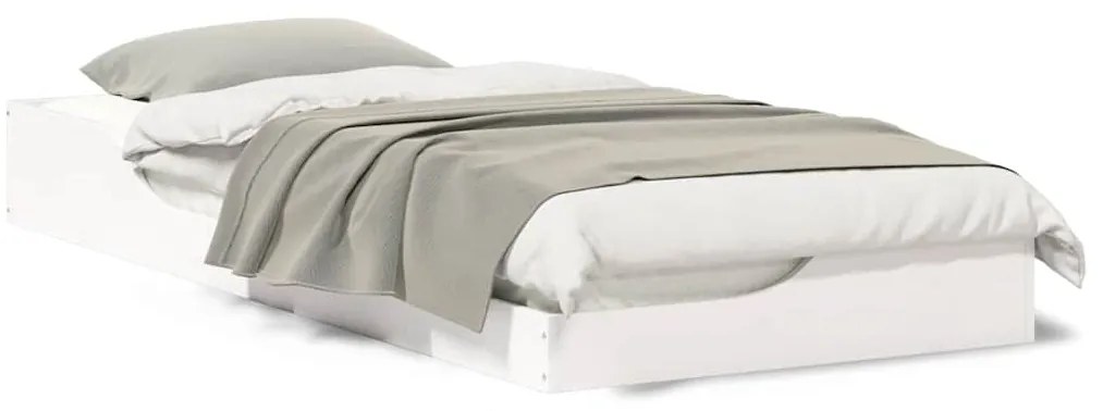vidaXL Κρεβάτι δαπέδου Λευκό 90 x 210 cm Μασίφ ξύλο πεύκου