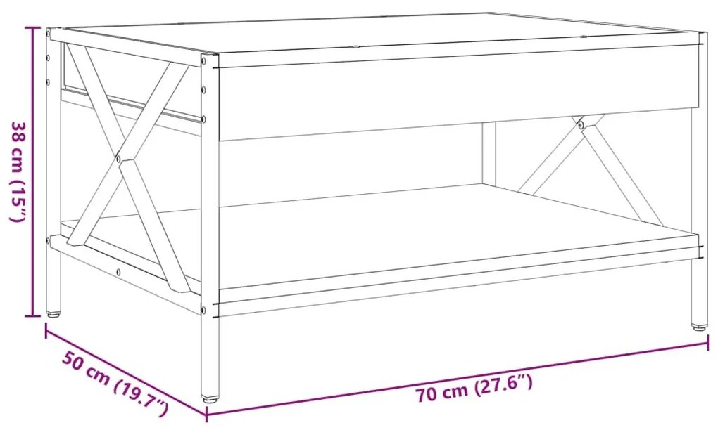 Τραπεζάκι Σαλονιού Άπειρο Φως LED Καφέ Δρυς 70x50x38 εκ. - Καφέ