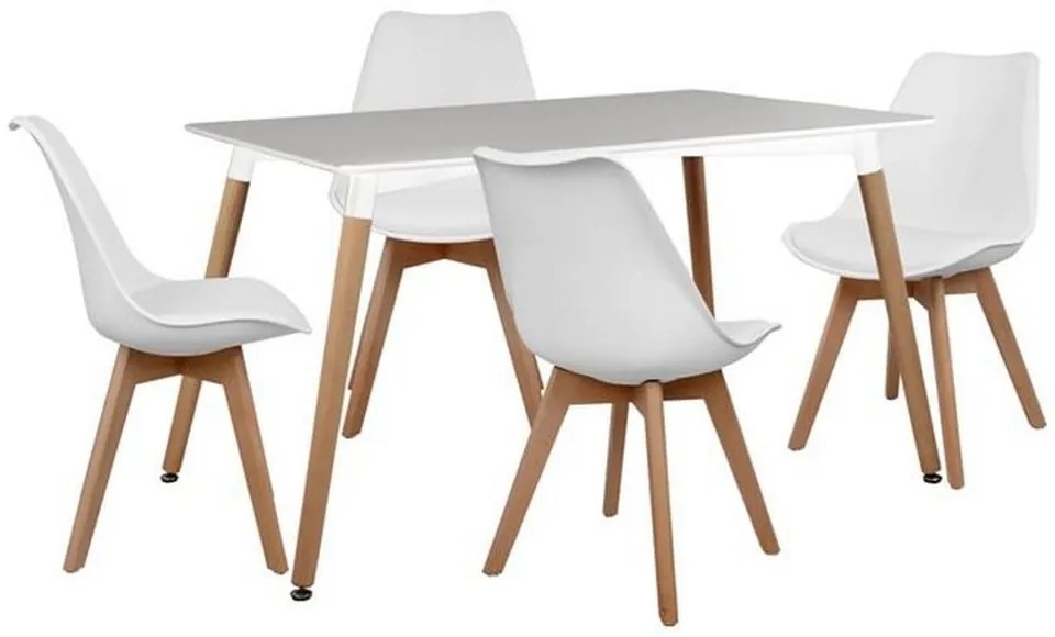 Τραπεζαρία HM10193.01 (Σετ 5τμχ) Τραπέζι Minimal 120x80x73cm Και Καρέκλες Vegas White 4 Θέσεων