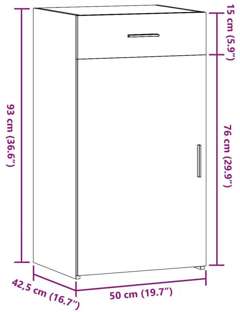 Μπουφές Καφέ Δρυς 50x42,5x93 εκ. από Επεξεργασμένο Ξύλο - Καφέ
