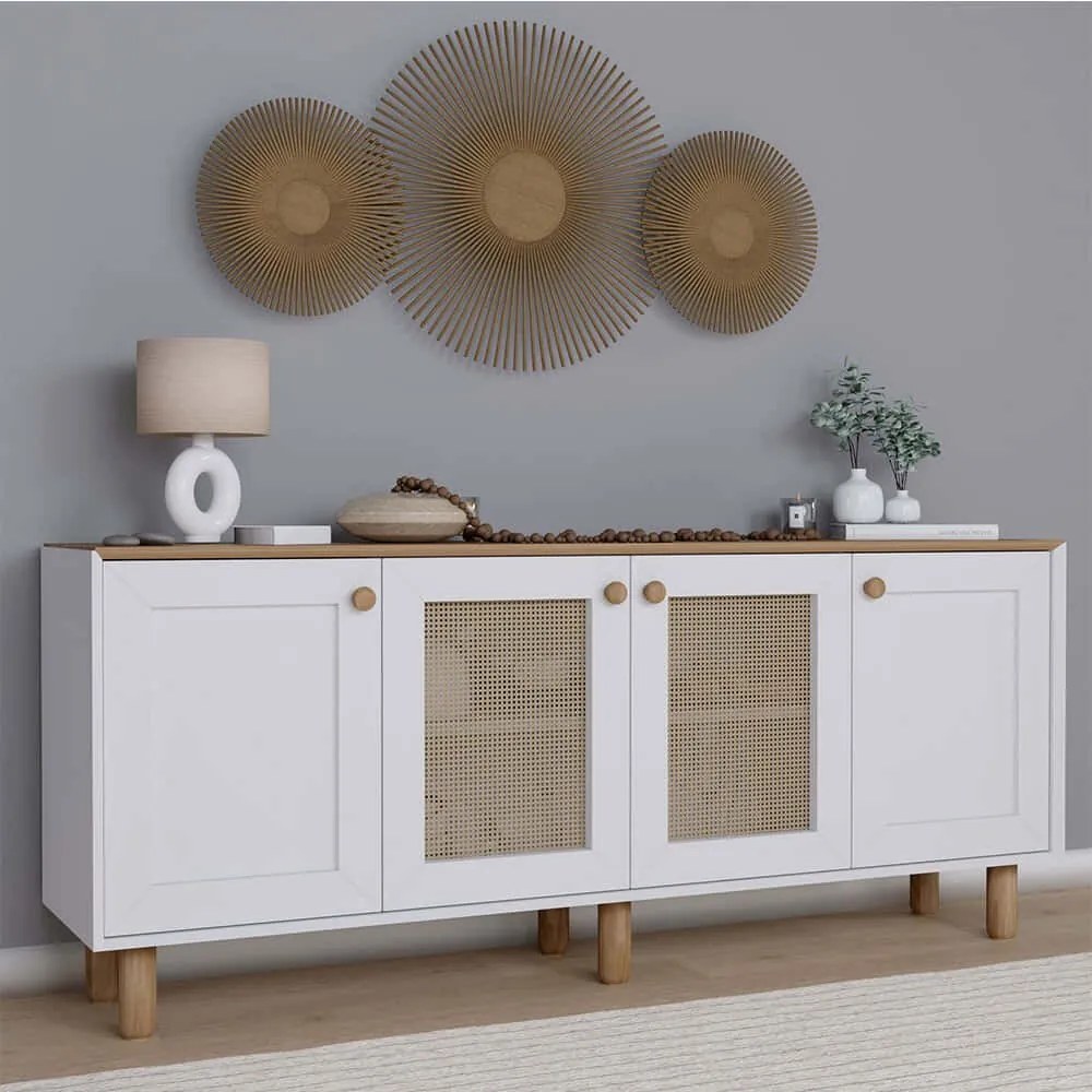 Μπουφές Bohemian 350MWD1504 180x40x75cm White-Oak Μοριοσανίδα, Μελαμίνη