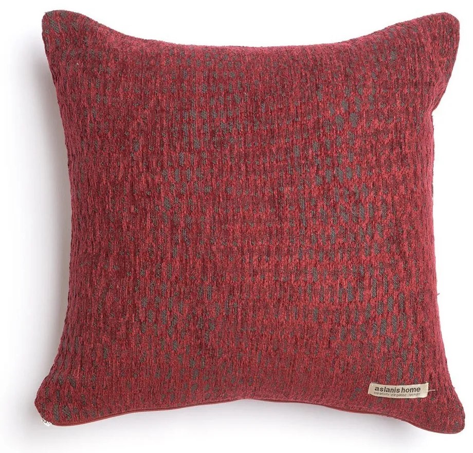 Μαξιλαροθήκη Διακοσμητική Ismaros Classic Bordo-Grey Aslanis Home 45X45 Βαμβάκι-Chenille