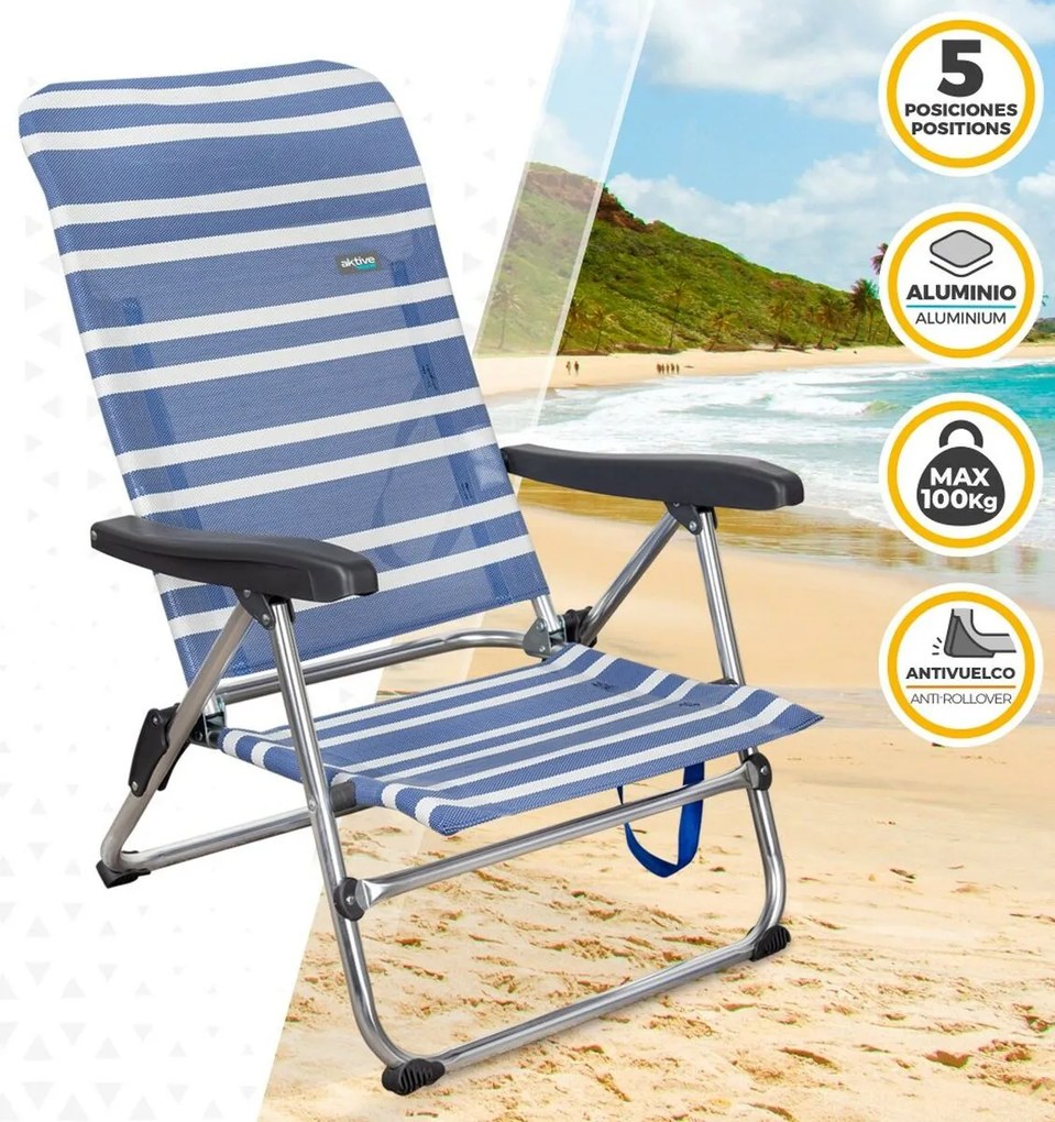 πτυσσόμενη καρέκλα Aktive Mykonos Ριγέ 47 x 85 x 50 cm (4 Μονάδες)