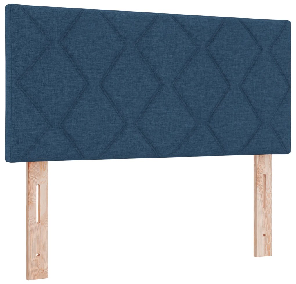 vidaXL Κρεβάτι Box Spring με Στρώμα Μπλε 90x200 εκ Υφασμάτινο