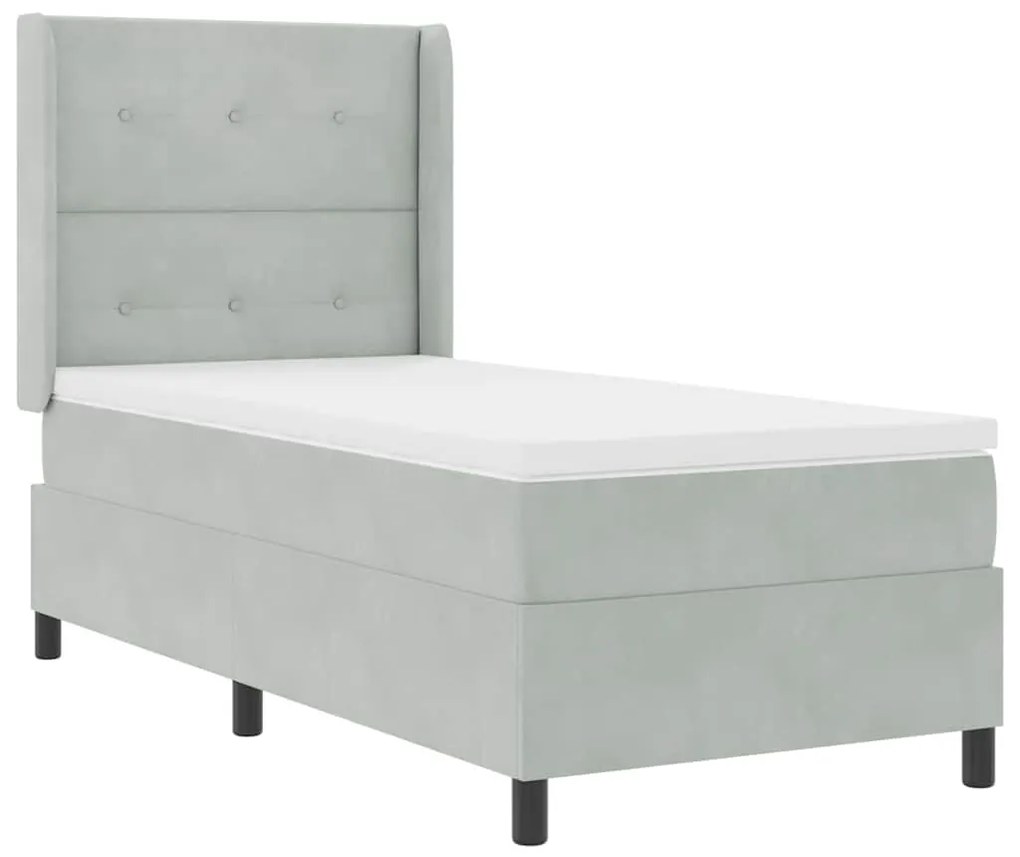 vidaXL Κρεβάτι Box Spring LED με Στρώμα Ανοιχτό γκρι 80 x 200 cm