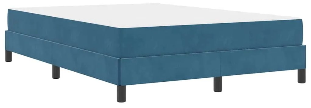 vidaXL Κρεβάτι box spring με στρώμα Σκούρο Μπλε 140 x 200 cm Βελούδο