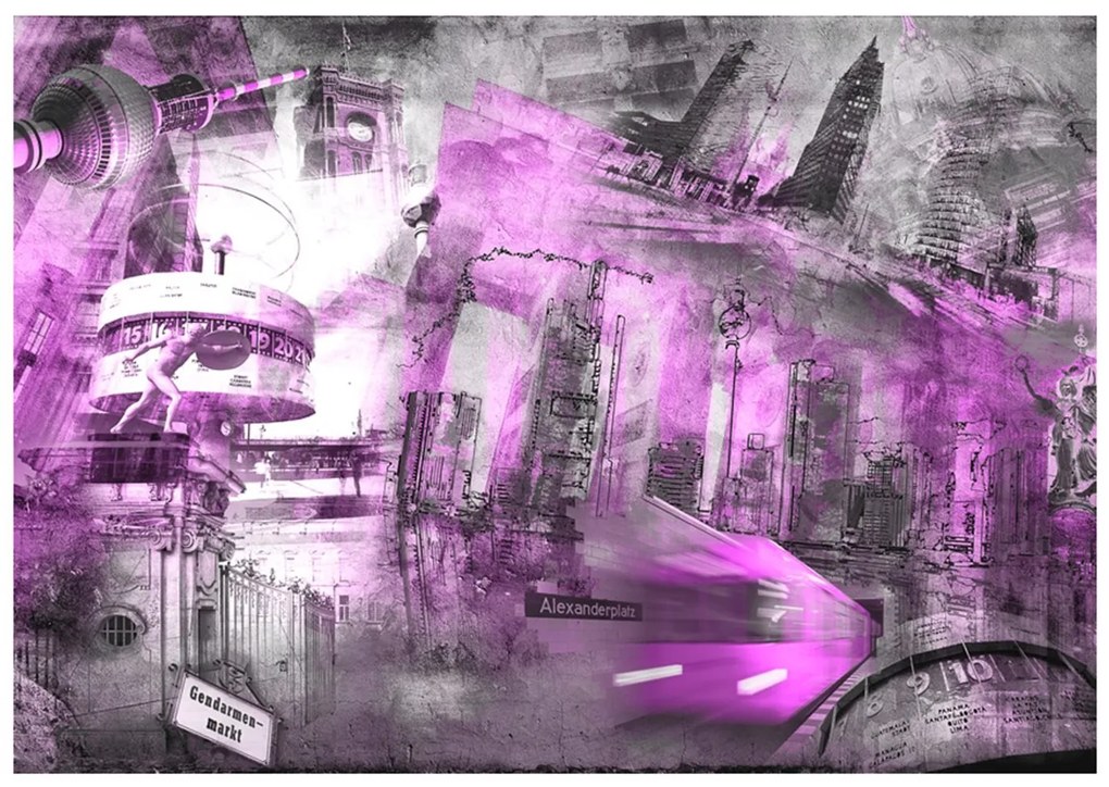 Φωτοταπετσαρία - Berlin - collage (violet) 100x70