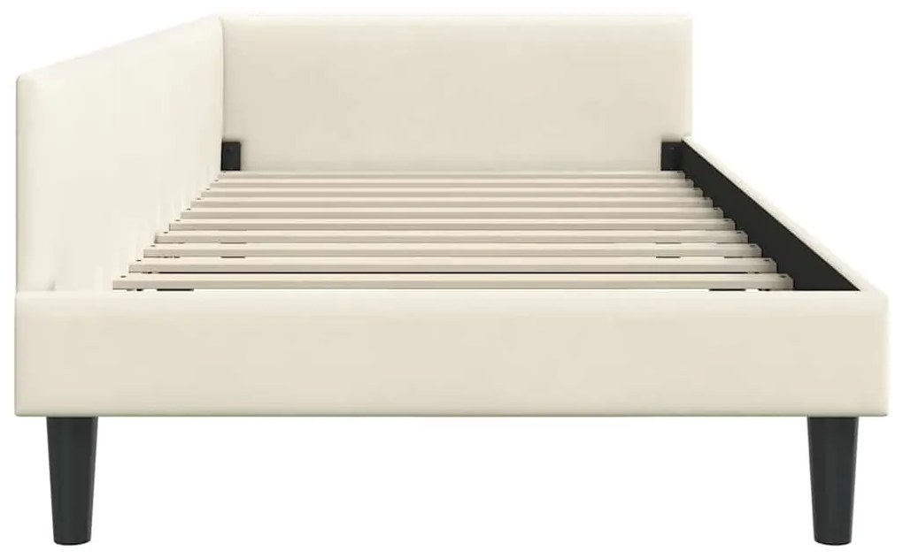 vidaXL Πλαϊνό Κρεβάτι Κρεμ 90 x 190 cm Βελούδο και Στιβαρή ξυλεία