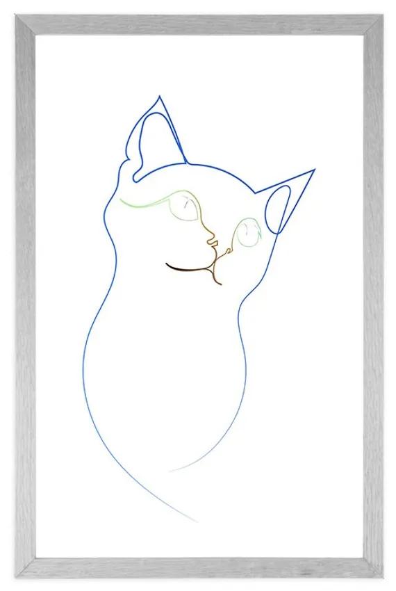 Αφίσα με πασπαρτού Χρωματιστές γραμμές της γάτας - 30x45 black