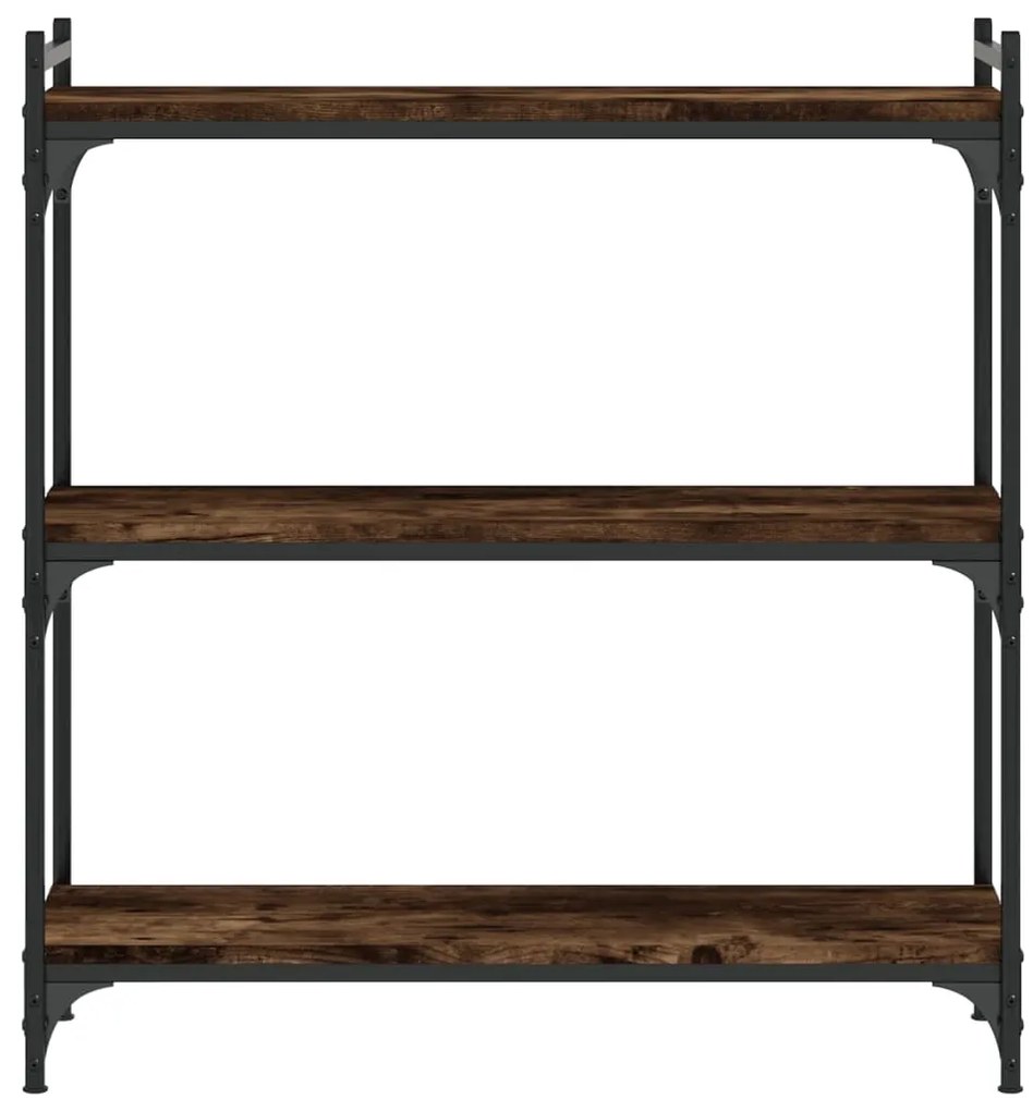 vidaXL Βιβλιοθήκη 3 Επιπέδων Καπνιστή Δρυς 80x30x86 εκ. Επεξεργ. Ξύλο