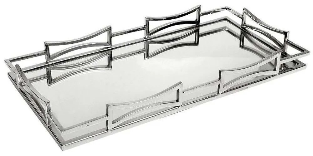 Διακοσμητικός Δίσκος Με Καθρέπτη MR19216 50x25cm Silver Espiel Steel,Glass