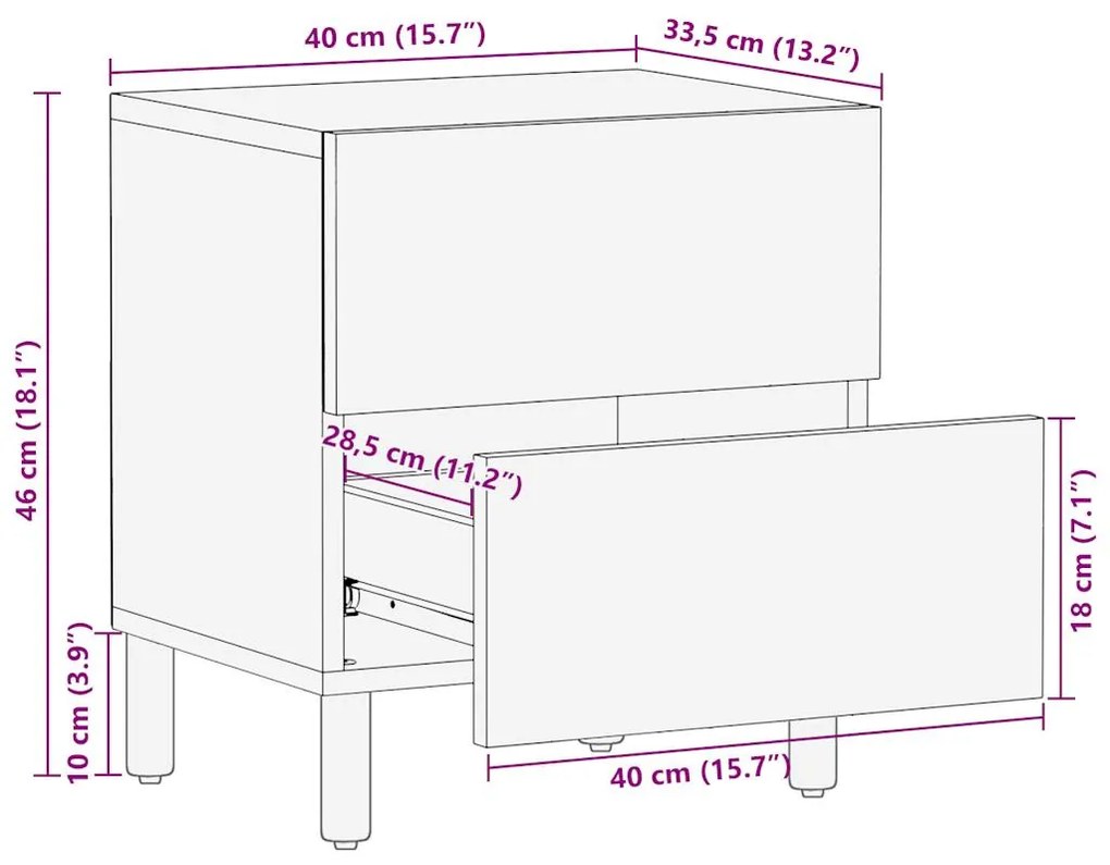 ΚΡΕΒΑΤΟΚΑΜΑΡΑ ΜΑΥΡΟ 40X33,5X46CM ΣΤΕΡΕΟ ΑΚΑΤΕΡΓΑΣΤΟ ΞΥΛΟ ΜΑΝΓΚΟ 4018626