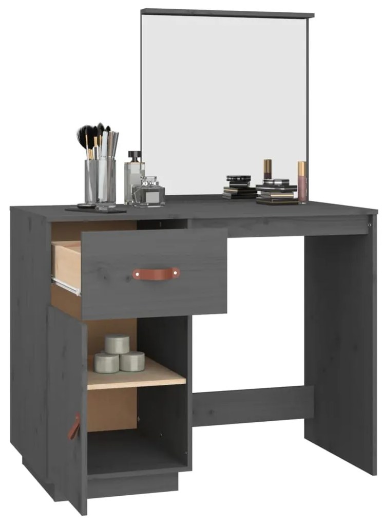 vidaXL Μπουντουάρ Γκρι 95x50x134 εκ. Μασίφ Ξύλο Πεύκου