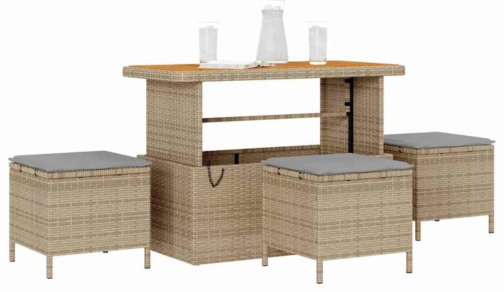 vidaXL Σέτ φαγητού για κήπο Μπεζ συνθετικό ρατάν