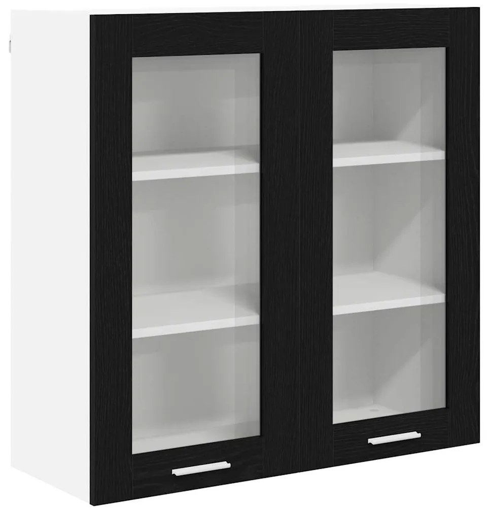 vidaXL Κρεμαστό ντουλάπι με πόρτα Riga Μαύρη Οξυά 80 x 31 x 80 εκ.