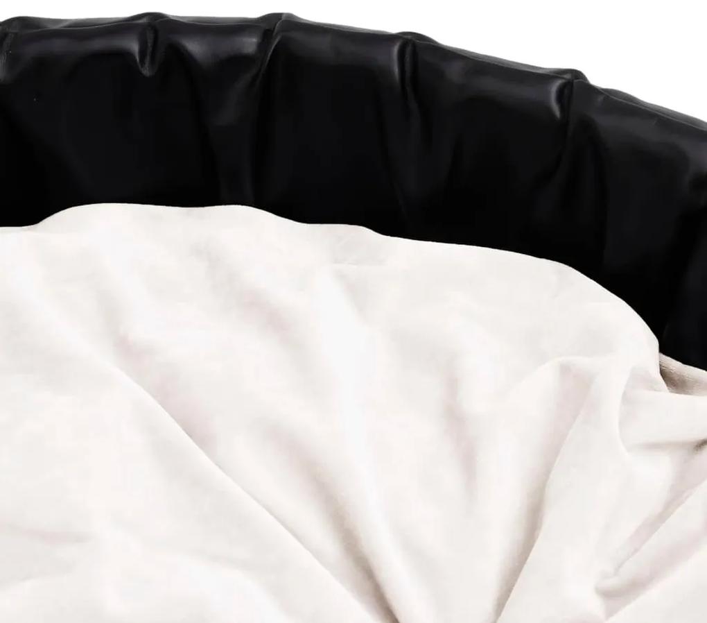 Κρεβάτι Σκύλου Μαύρο/Μπεζ  99 x 89 x 21 εκ. Βελουτέ/Συνθ. Δέρμα - Μαύρο