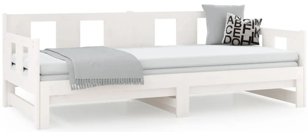 vidaXL Καναπές Κρεβάτι Συρόμενος Λευκός 2x(80x200) εκ. από Μασίφ Πεύκο