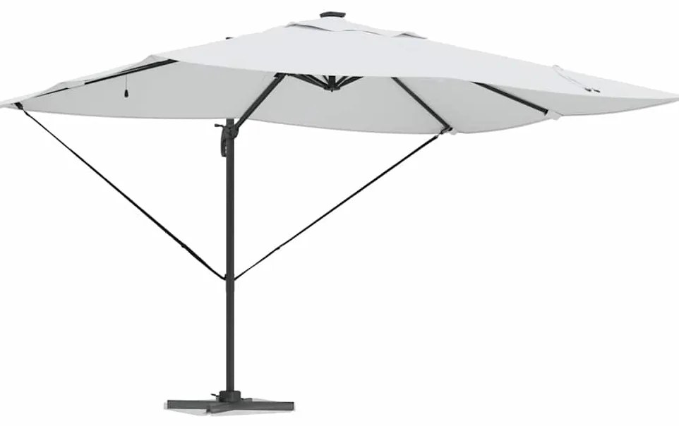 vidaXL Ομπρέλα ηλίου με φώτα λωρίδας LED Άμμος 352 x 251 x 265 εκ.