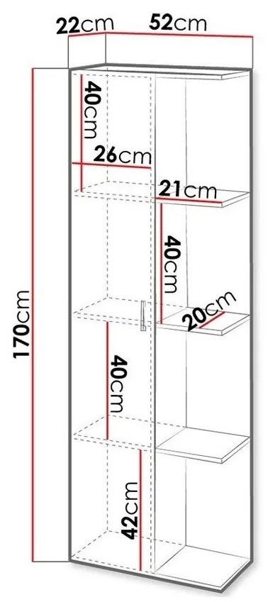Ράφι μπάνιου Trenton 137, Άσπρο, Εντοιχισμένη, 170x52x22cm, Πλαστικοποιημένη μοριοσανίδα