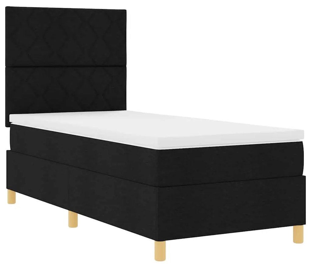 vidaXL Κρεβάτι με ελατήρια με στρώμα Μαύρο 100 x 200 cm ύφασμα
