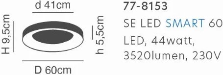 SE LED SMART 60 AMAYA CEILING BLACK Δ3