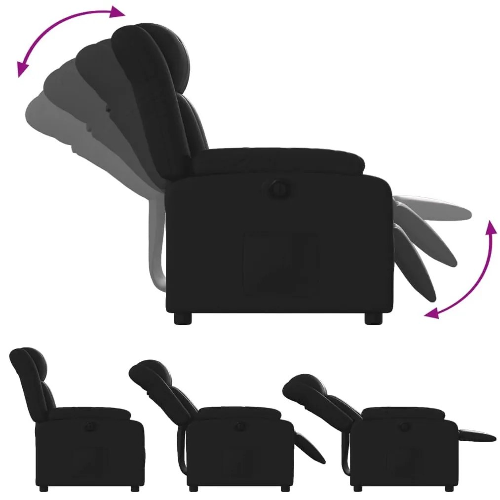 Πολυθρόνα Ανακλινόμενη Ηλεκτρική Μαύρη από Συνθετικό Δέρμα - Μαύρο