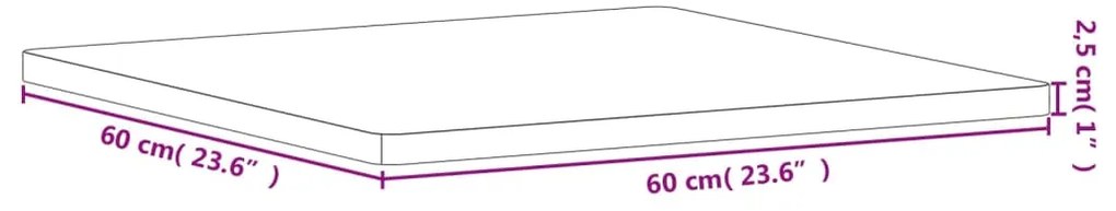 vidaXL Επιφάνεια Τραπεζιού Τετράγωνη 60x60x2,5 εκ. Μασίφ Ξύλο Οξιάς